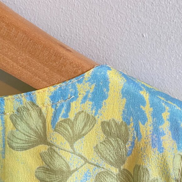 Vintage 80s Short-sleeve Floral Blouse Yellow Summer Top - Picture 13 of 14